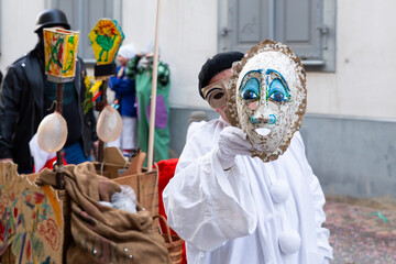 Basel carnival 2024. Single participant with mask
