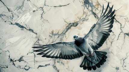 Pigeon flying Artistic Marble Effect