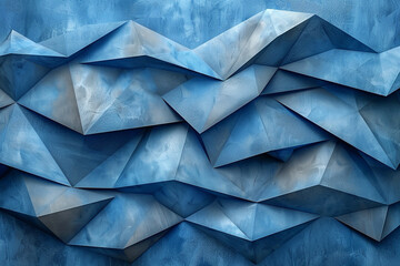 Tranquil blue background showcasing geometric elements in the forefront, creating a soothing composition.