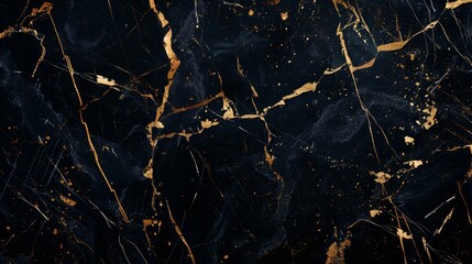 Opulent Black Marble Surface with Golden Flecks