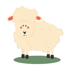 Sheep in flat style on isolated background.Farm animal. Vector illustration.