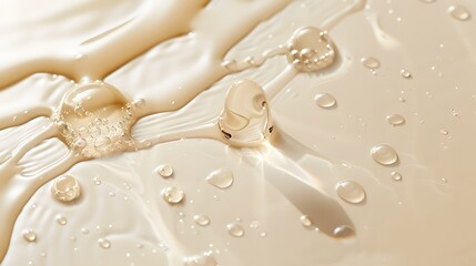 This detailed close-up showcases the texture and bubbles within transparent gel liquid against a pristine white background