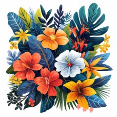 Fototapeta premium A colorful flower bouquet with a variety of flowers including yellow, orange
