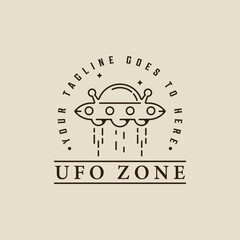 ufo space ship logo line art vector simple minimalist illustration template icon graphic design , aerospace sign or symbol for astronomy concept with retro typography style