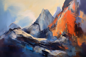 inspiring mountain peak beside rocky outcrop, abstract landscape art, painting background, wallpaper, generative ai