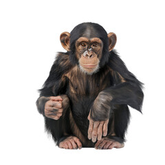 Young Chimpanzee Standing Isolated on transparent