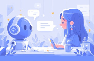 chatbot character and human user having a conversation through a mobile app