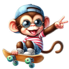 Funny Monkey Watercolor Clipart