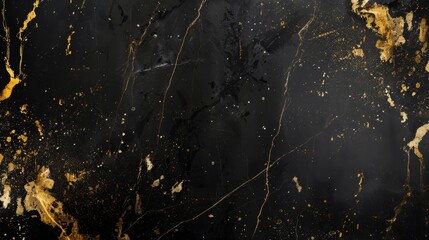 Luxurious Black Marble Background with Gold Flecks