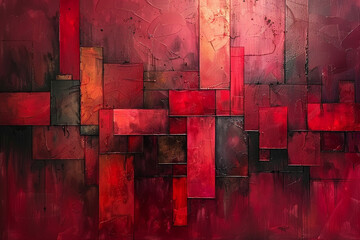 Vibrant red backdrop featuring dynamic geometric elements, adding excitement and energy to the composition.