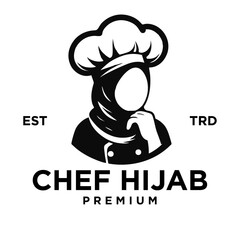 women chef muslim logo icon template
