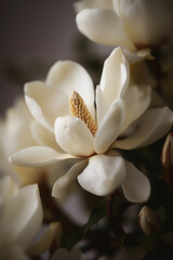 Fototapeta premium Abstract background closeup of the center structure inside magnolia flowers