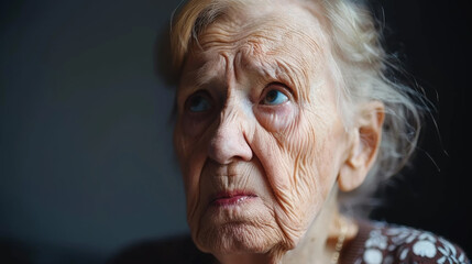 old woman with Confusion: Furrowed brow, puzzled expression, lost in a labyrinth of uncertainty.