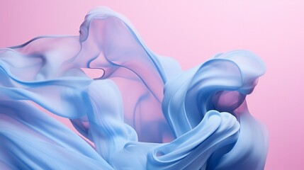 Fototapeta premium Paint in an abstract pastel pink hue against a pastel blue backdrop. composition that is fluid and includes copy space. Very little luxury in nature