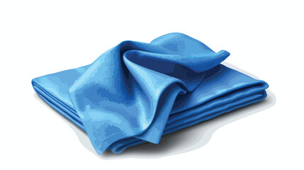 Blue folded napkin isolated on white background Vector