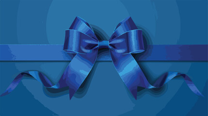 Blue ribbon with bow on color background Vector style