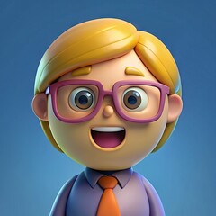Happy Character Illustration with Glasses. Generative AI