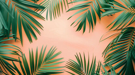 background with green leaves of palm tree