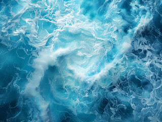 abstract painting that captures the fluidity of waves in a gradient of white to blue