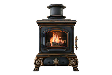 Modern fire stove radiating heat Isolated on transparent background