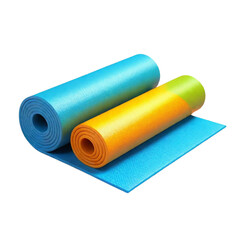 Green half rolled yoga mat on Isolated transparent background png. generated with AI