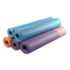 Green half rolled yoga mat on Isolated transparent background png. generated with AI