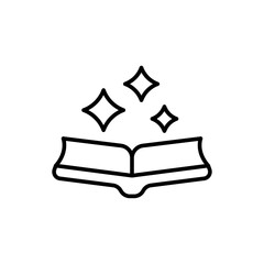 Magic book outline icons, minimalist vector illustration ,simple transparent graphic element .Isolated on white background