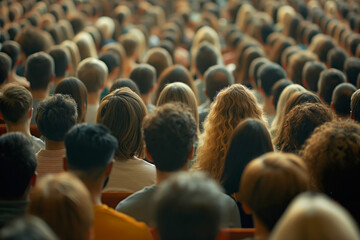 Obraz premium Diverse audience at a conference. Captures the essence of community and engagement, ideal for use in communications and event promotion