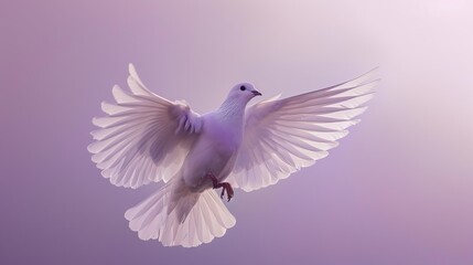 Obraz premium Caladrius midsong, a call of healing and peace, portrayed against a clean, muted lavender background