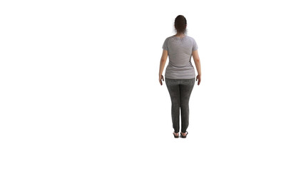 Fat woman isolated on white background