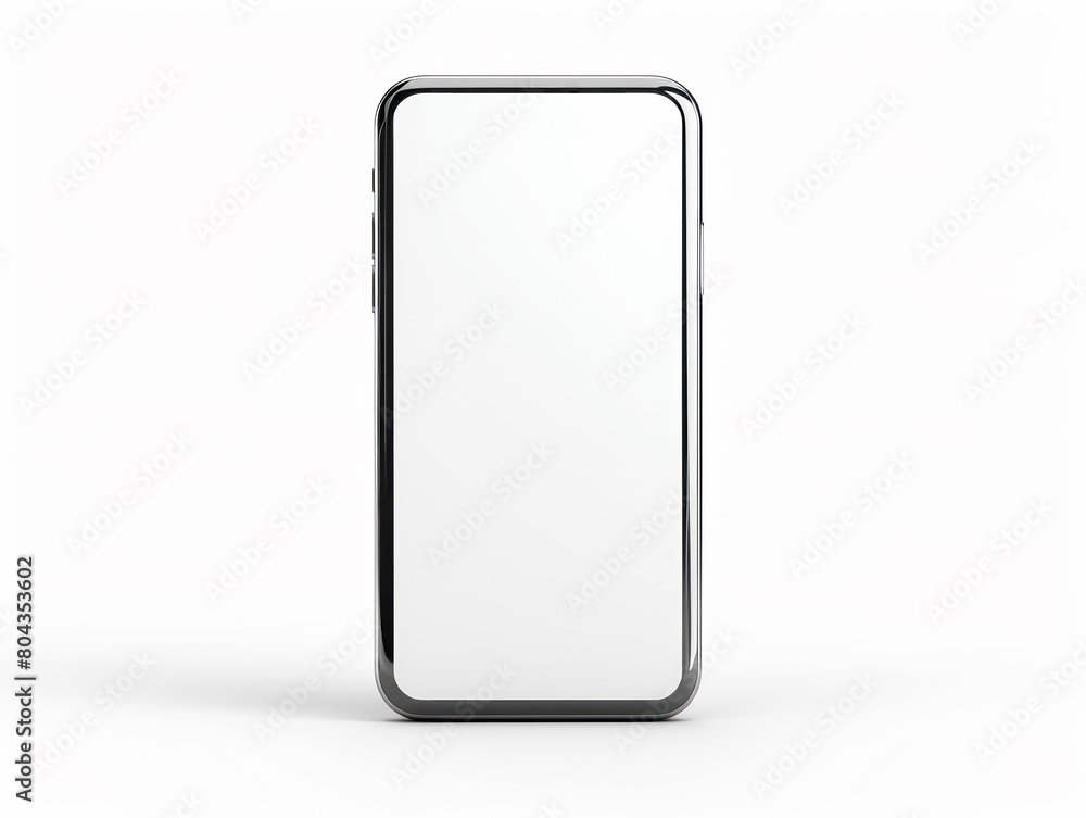 Poster A smartphone with a blank screen isolated on a white background, ideal for a product presentation or branding mockup. Generative AI
