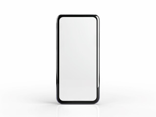 A smartphone with a blank screen stands upright on a white background, illustrating the concept of technology. Generative AI