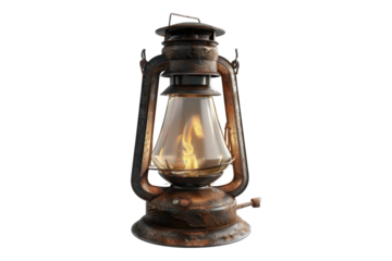 Old oil lamp isolated on transparent background