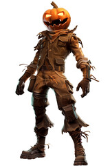 A scarecrow game character isolated on transparent background - ai generated
