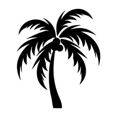 Palm tree silhouette isolated on white background