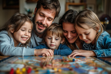 Fototapeta premium Family playing a board game together