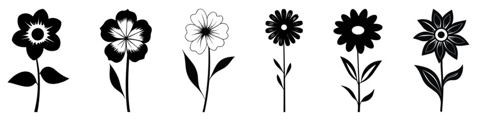 Set of flower icons. Vector illustration