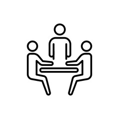 Meeting outline icons, minimalist vector illustration ,simple transparent graphic element .Isolated on white background
