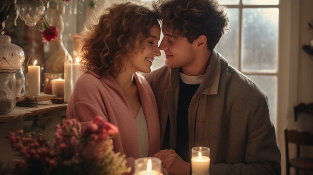 Charming young woman turns off smartphone alarm, welcoming a new day with joy in top view apartment