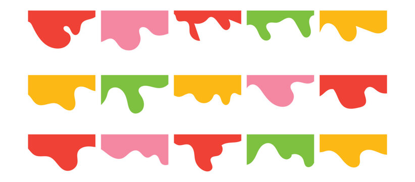 Set of Dividers Shapes for Website. Curve Lines, Drops, Wave Collection of Abstract Design Element for Top, Bottom Page Web Site. Isolated Vector Illustration on white background in eps 10.