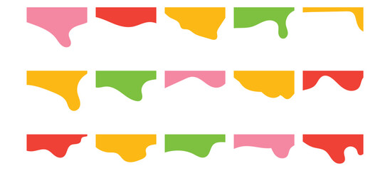 Website border and header set with drops, waves, organic and geometric shapes. Isolated vector template for website, app, poster, banner. In eps 10.