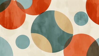 Serenity in terracotta red, beige, and teal. Minimalist abstract pattern evokes calm. Create a peaceful desktop wallpaper.