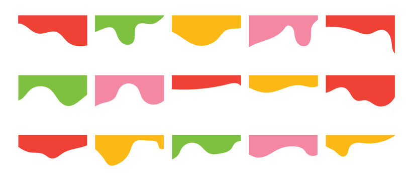 Website border and header set with drops, waves, organic and geometric shapes. Isolated vector template for website, app, poster, banner. In eps 10.