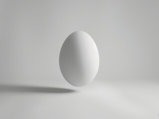 A white egg floating in the center of a white void.