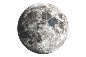 Moon rising through a clear sky Isolated on transparent background