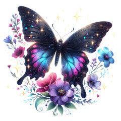 Butterfly with Flowers Clipart