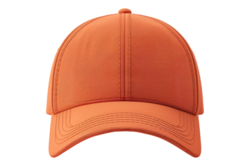 Orange baseball cap isolated on transparent background