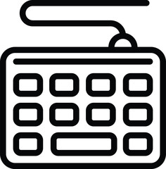 Gaming keyboard icon outline vector. Computer peripheral. Videogame playing accessory