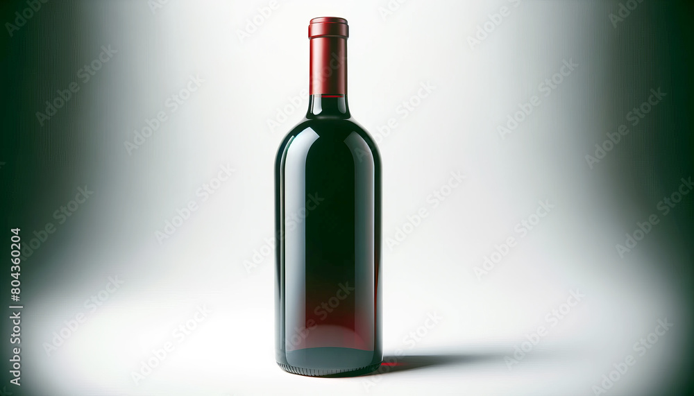 Poster an unlabeled wine bottle with a red cap on a gradient background, ideal for branding mockups. genera