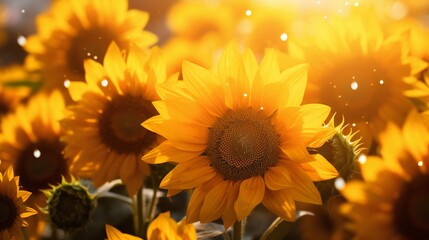 Sunlight background with details of sunflowers